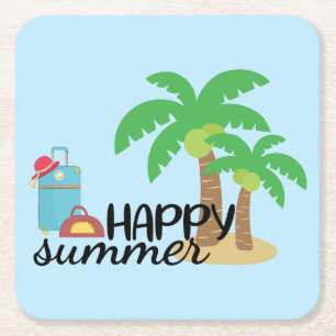 Dessous-de-verre Carré En Papier Été Bon été à la plage