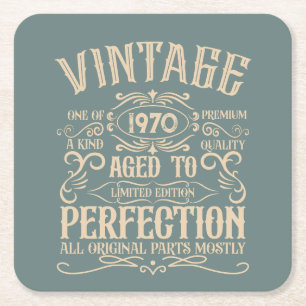 Dessous-de-verre Carré En Papier Étiquette de whiskey vintage pour anniversaire per