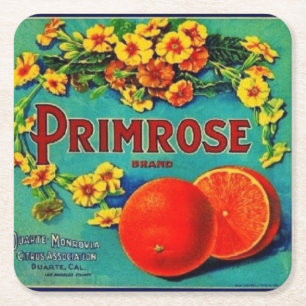 Dessous-de-verre Carré En Papier étiquette publicitaire de fruits oranges vintage