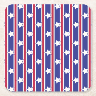 Dessous-de-verre Carré En Papier Étoiles et rayures patriotiques amusantes et fanta