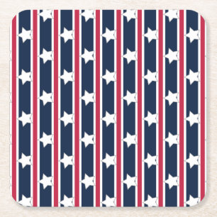 Dessous-de-verre Carré En Papier Étoiles et rayures patriotiques amusantes et fanta
