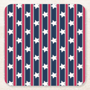 Dessous-de-verre Carré En Papier Étoiles et rayures patriotiques amusantes et fanta