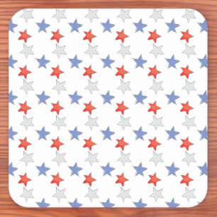 Dessous-de-verre Carré En Papier Étoiles Patriotique Rouge Blanc Bleu
