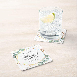 Dessous-de-verre Carré En Papier Eucalyptus Géométrique Dorure Mariage