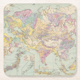 Dessous-de-verre Carré En Papier Europa d'Asien u - carte d'atlas de l'Asie et de