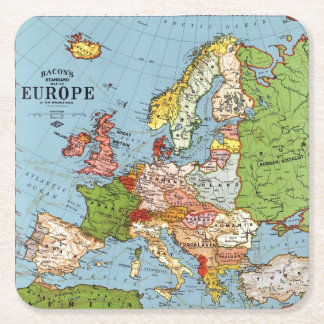 Dessous-de-verre Carré En Papier Europe vintage Carte générale du 20e siècle Lithog