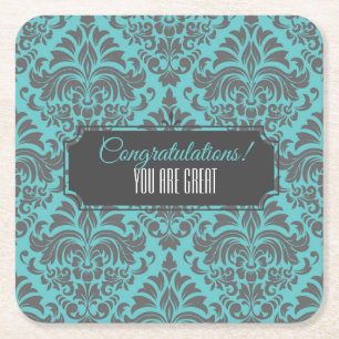 Dessous-de-verre Carré En Papier Événement Damask personnalisable
