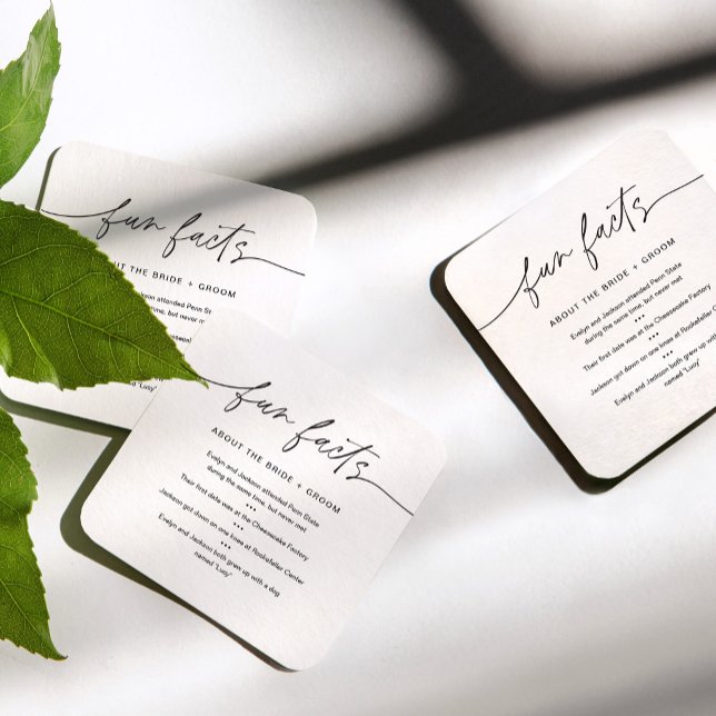 Dessous-de-verre Carré En Papier EVERLEIGH Fun Facts About Bride & Groom (set 50) (Créateur téléchargé)