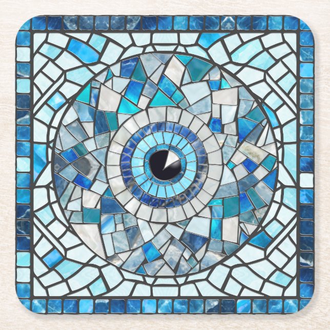 Dessous-de-verre Carré En Papier Evil Oeil Amulet Mosaic Art (Devant)