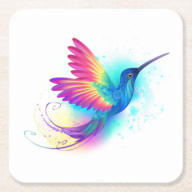 Dessous-de-verre Carré En Papier Exotic Rainbow Hummingbird (Devant)