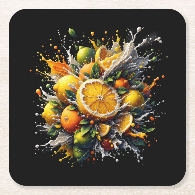 Dessous-de-verre Carré En Papier Explosion de Citron (Devant)