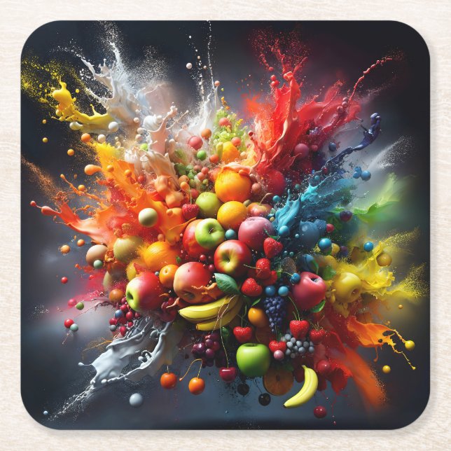 Dessous-de-verre Carré En Papier Explosion de fruits (Devant)
