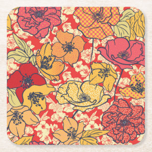 Dessous-de-verre Carré En Papier Explosion florale : Tendance Vintage transparente.