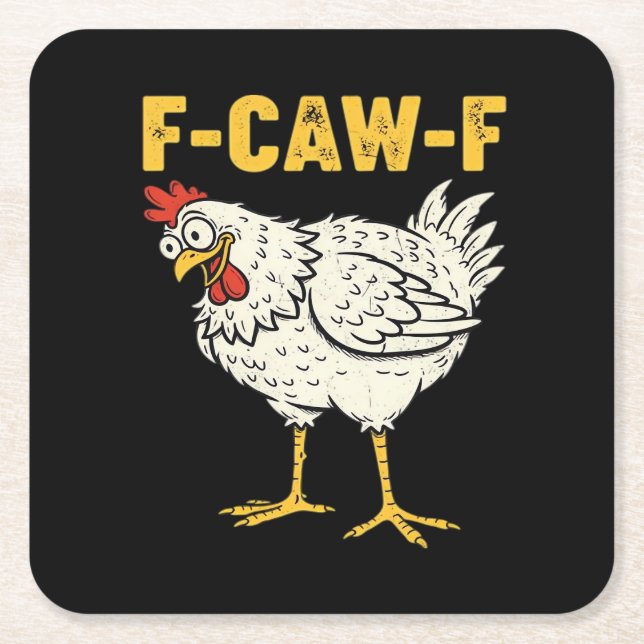 Dessous-de-verre Carré En Papier F-Caw-F Chicken Classic Retro Cool (Devant)