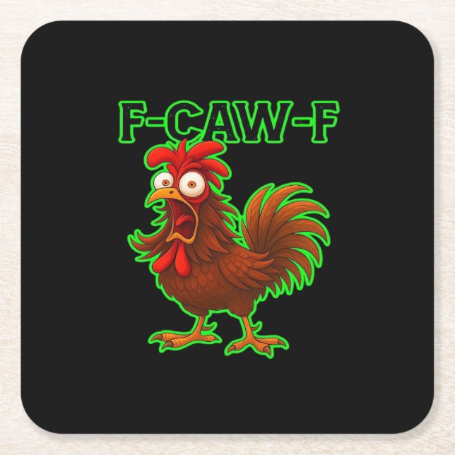 Dessous-de-verre Carré En Papier F-Caw-F Chicken Classic Retro Graphic (Devant)