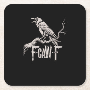 Dessous-de-verre Carré En Papier F-Caw-F Corbeau Jeu de mots Drôle d'oiseau Croassa