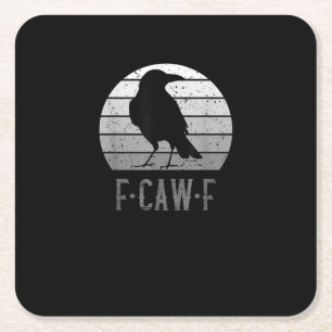Dessous-de-verre Carré En Papier F-Caw-F Corbeau Oiseau Rétro Lune Vintage F-Caw-F