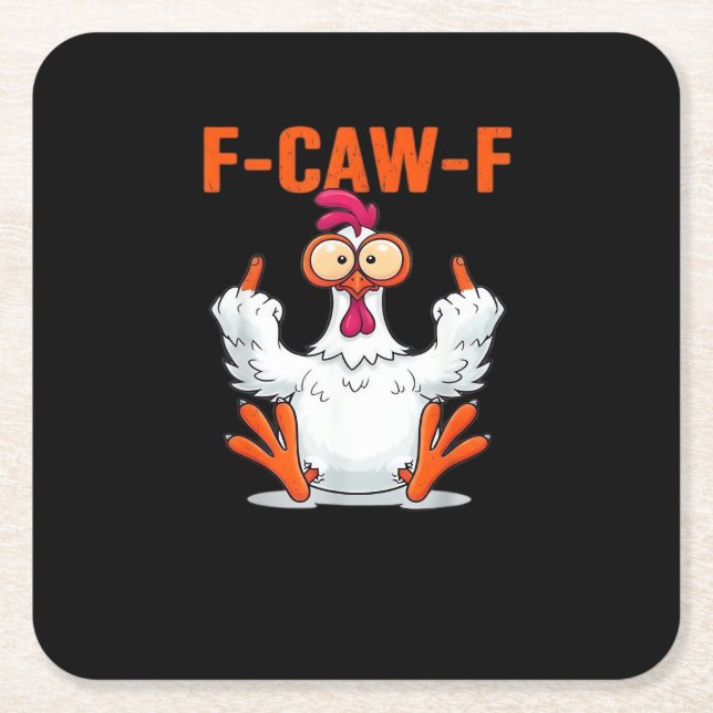 Dessous-de-verre Carré En Papier F-Caw-F Funny Chicken Classic Minimal Clean (Devant)