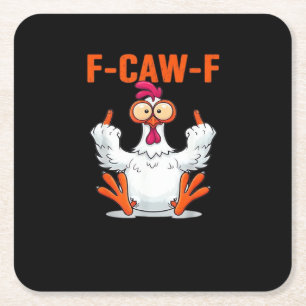 Dessous-de-verre Carré En Papier F-Caw-F Funny Chicken Classique Minimaliste Propre