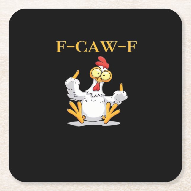 Dessous-de-verre Carré En Papier F-Caw-F Funny Chicken Retro Classic (Devant)