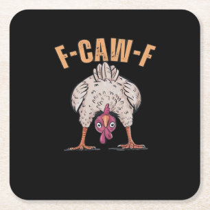 Dessous-de-verre Carré En Papier F Caw F Poulet Drôle Classique Style Rétro Cool