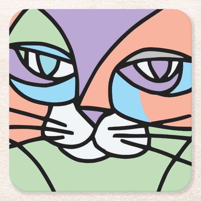 Dessous-de-verre Carré En Papier Face de chat (Devant)