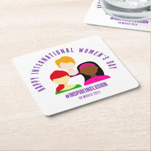 Dessous-de-verre Carré En Papier Faces élégantes à la Journée internationale de la 