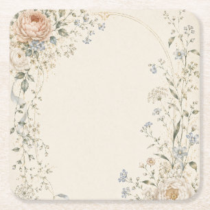 Dessous-de-verre Carré En Papier Faire-part de mariage dans un élégant style campag