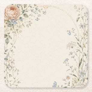 Dessous-de-verre Carré En Papier Faire-part de mariage dans un élégant style campag