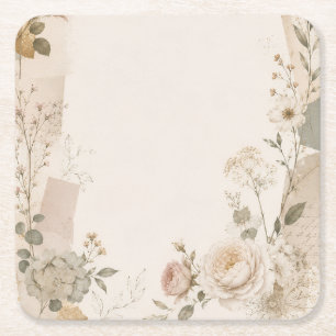 Dessous-de-verre Carré En Papier Faire-part de mariage de jardin avec une touche na