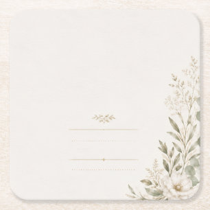 Dessous-de-verre Carré En Papier Faire-part de mariage européen en vert olive