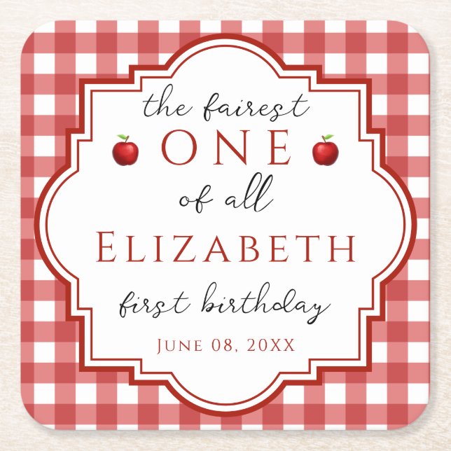 Dessous-de-verre Carré En Papier Fairytale Princess Fairest One Red Plaid Anniversa (Devant)