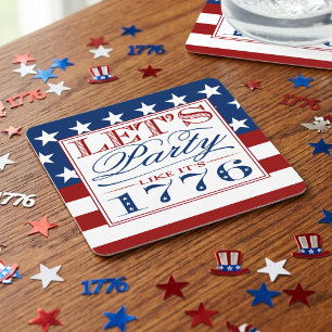 Dessous-de-verre Carré En Papier Faisons la fête comme en 1776 Fête du 4 juillet