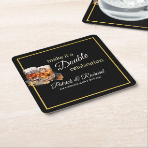 Dessous-de-verre Carré En Papier Faites-en une double célébration Black Whiskey Gla