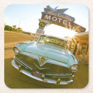 Dessous-de-verre Carré En Papier Fameux motel Blue Swallow sur la route 66