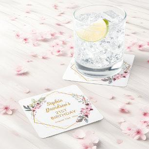 Dessous-de-verre Carré En Papier Fancy Cherry Blossom 21e Dessous de verre d'annive