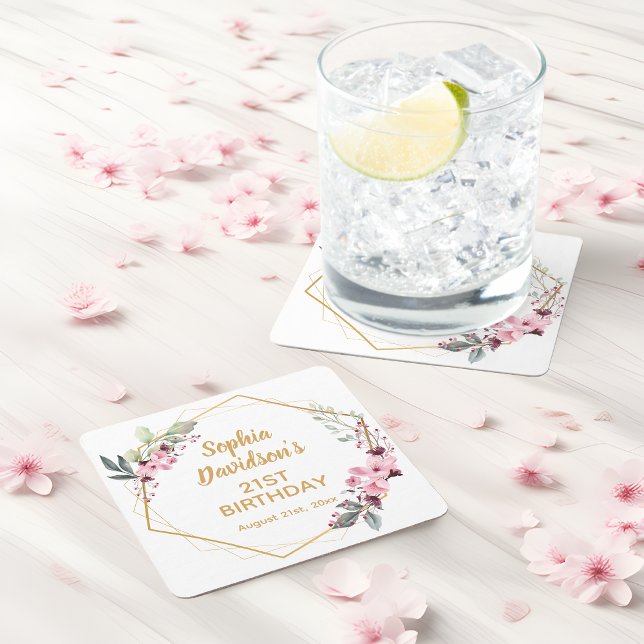 Dessous-de-verre Carré En Papier Fancy Cherry Blossom 21e Dessous de verre d'annive (Floral Elegance for a Blooming Birthday! 🌸🎉)