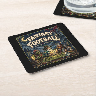 Dessous-de-verre Carré En Papier Fantasy Football, Dragon Magicien Fantasy Vintage 