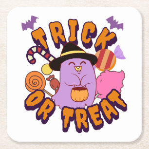 Dessous-de-verre Carré En Papier Fantôme adorable d'Halloween Trick or Treat