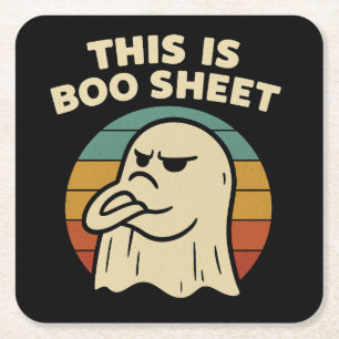 Dessous-de-verre Carré En Papier Fantôme drôle "This Is Boo Sheet" Halloween rétro
