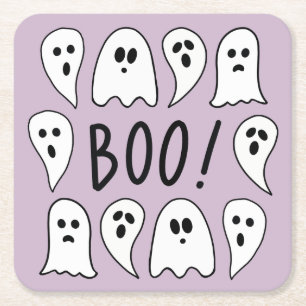 Dessous-de-verre Carré En Papier Fantômes d'Halloween Boo