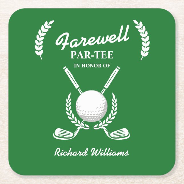 Dessous-de-verre Carré En Papier Farewell Retraite Golf Clubs Wreath Theme Party (Devant)