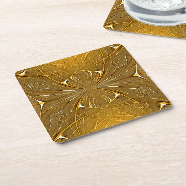Dessous-de-verre Carré En Papier Faux Gold Metal Design Motif (Incliné)