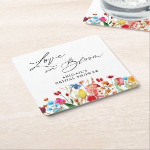 Dessous-de-verre Carré En Papier Faveur de mariage de bouquet de fleurs sauvages po