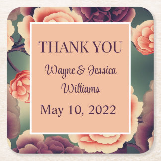 Dessous-de-verre Carré En Papier Faveur du mariage floral/Merci