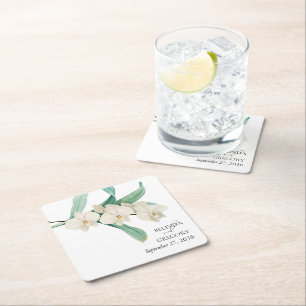 Dessous-de-verre Carré En Papier Favor de mariage floral Orchidées blanches à l'aqu