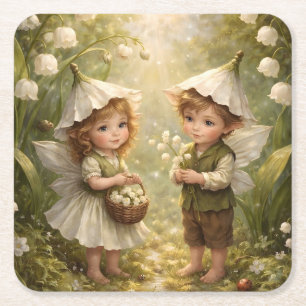 Dessous-de-verre Carré En Papier Fées de la Forêt de Muguet