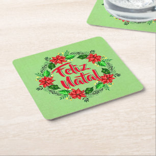 Dessous-de-verre Carré En Papier Feliz Natal Portugais Joyeux Noël