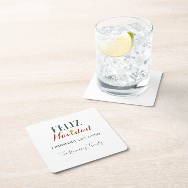 Dessous-de-verre Carré En Papier Feliz Navidad y prospo ano nuevo   (En situation)