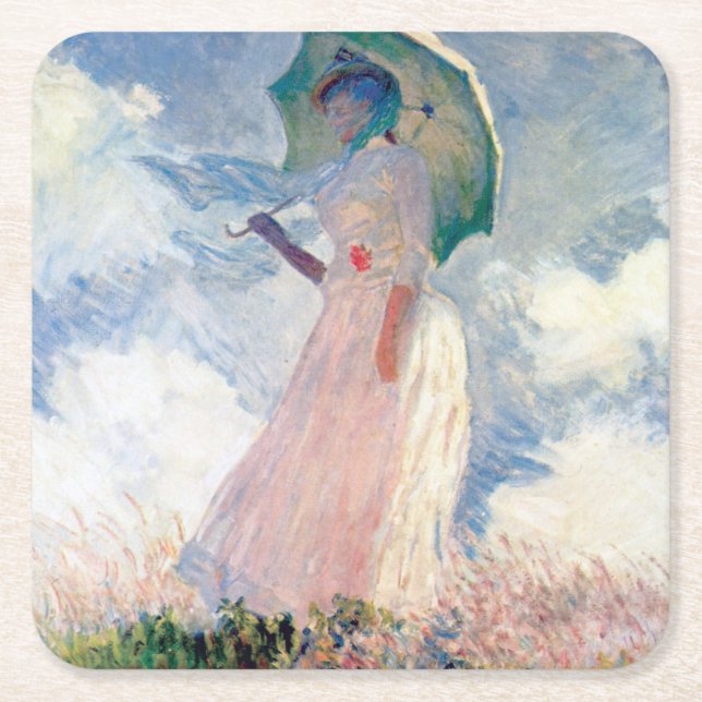 Dessous-de-verre Carré En Papier Femme avec un parasol, Claude Monet, 1886 (Devant)